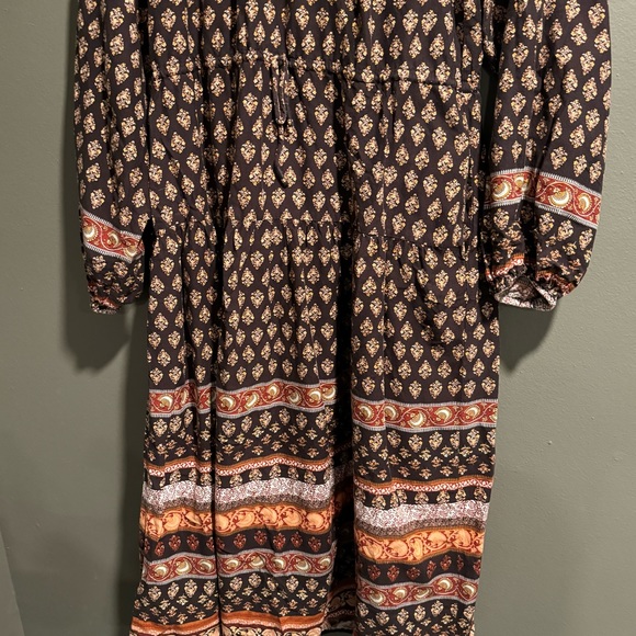Old Navy Cinch Waist Floral Midi Tiered Boho  Dress Size Large Tall - Picture 3 of 10
